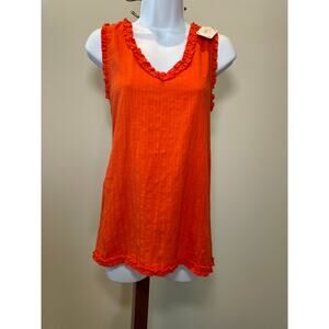 L Love Size S Orange Sleeveless Top NWT 100% Cotton Lace‑Up Back High Low Hem